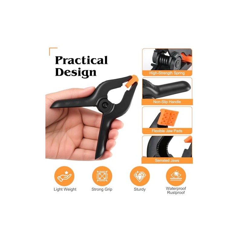 10 PCS Spring Clamps, LongYeah 4.5 Inch Plastic Spring Clips