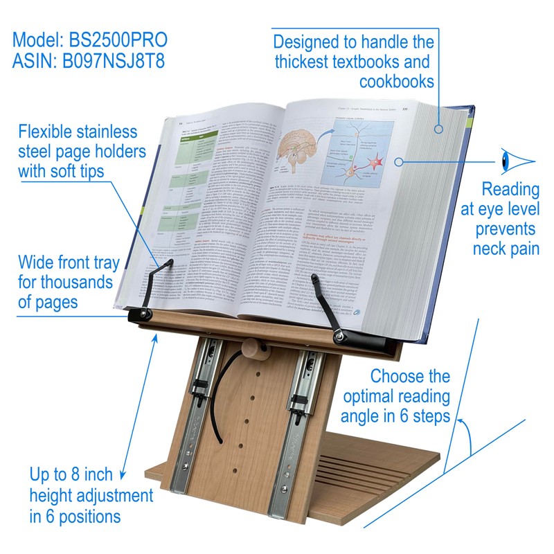 A+ Book Stand BS2500PRO XL Super Heavy Duty 15.4x10.5 Portable
