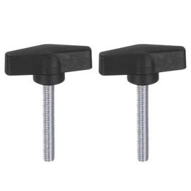 QUARKZMAN Pack of 2 Thumb Screws with T Wing Knobs, M8 x 50 mm, Plastic T-Head, Carbon Steel, 55 mm Threaded Bolts, Clamping Screw, Wing Screw, Grab Handles, Clamping Knob for Machine