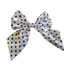 Fat-catz-copy-catz Ladies girls fashion satin bow neck tie cravat 15+ colours party fancy dress: leopard, spotted, stripes (Ladies White Spotted Tie)