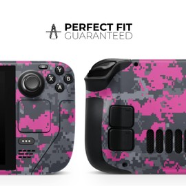 Design Skinz - Compatible with Steam Deck - Skin Decal Protective Scratch-Resistant Removable Vinyl Wrap Cover - Hot Pink and Gray Digital Camouflage