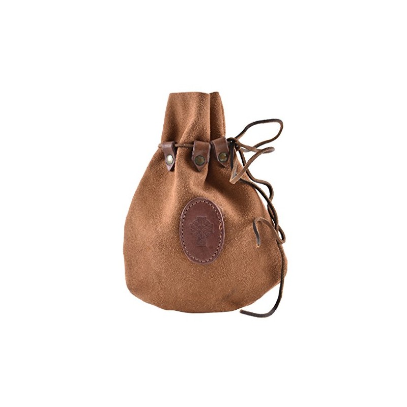 Battle-Merchant Medieval Leather Bag with Celtic Cross and Robust Leather