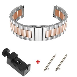 Giaogor Bands Compatible with Fossil Gen 6 Smartwatch Band Solid Stainless Steel Metal Band for Fossil Gen 6 42mm / 44mm Smartwatch (Silver-Rose Gold, WOMEN-42MM)