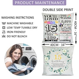 SAMAR 15 Years old Birthday gift idea, Cushion cover pillow 41x41cm size with filling insert printed both sides, Machine washable and iron friendly for boys and girls 15th birthday