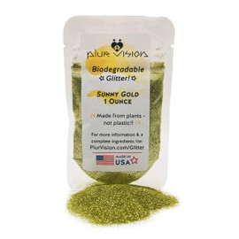 Sunny Gold Biodegradable Glitter 1 Ounce - Made from Plant Cellulose, Earth Friendly. Perfect for Body, Cosmetics, Crafts, DIY Projects. Can be Mixed with Lotions, Gels, Oils, Face Paint