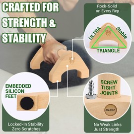 Wooden Push Up Bars, 2 PCS Solid Beech Wooden Parallettes with Embedded Non-slip Feet & Training Poster for Floor, Push Up Stands for Men Strength Training, Planks, Calisthenics & Home Gym Workout