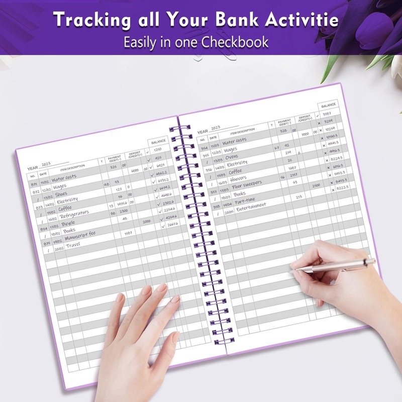 Check Registers for Personal Checkbook, Double Spiral Large Check Register