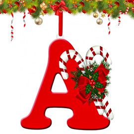 Letter Name Ornaments for Christmas Tree, 2D Christmas Decoration 2025, Hanging Ornaments A-Z Xmas Family Keepsake Xmas Stocking Stuffers Gifts for Kids Adults (A)