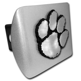 clemson paw logo metal brushed chrome trailer hitch cover made in usa
