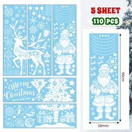 Fensterbilder Weihnachten Groß Selbstklebend, Fensterbild Weihnachten XXL Winter Fensterdeko, Weiß Schneeflocken Fenstersticker Weihnachts Weihnachtsfenster Bilder Wiederverwendbar Weihnachtsdeko