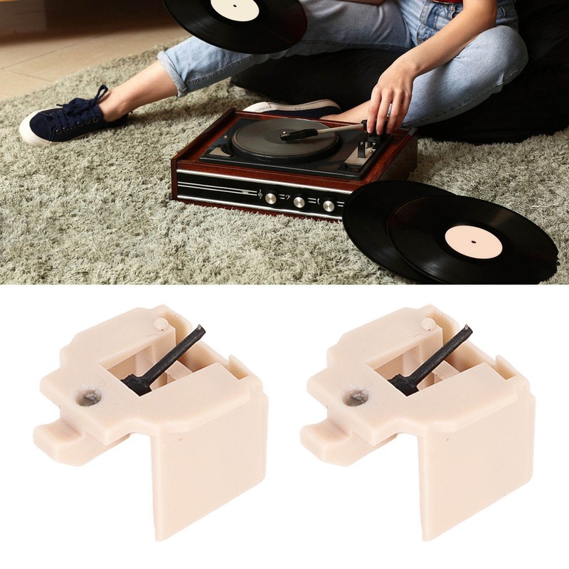 2PCS Record Player Needles Replacement Turntable Needles with Stylus Cleaning