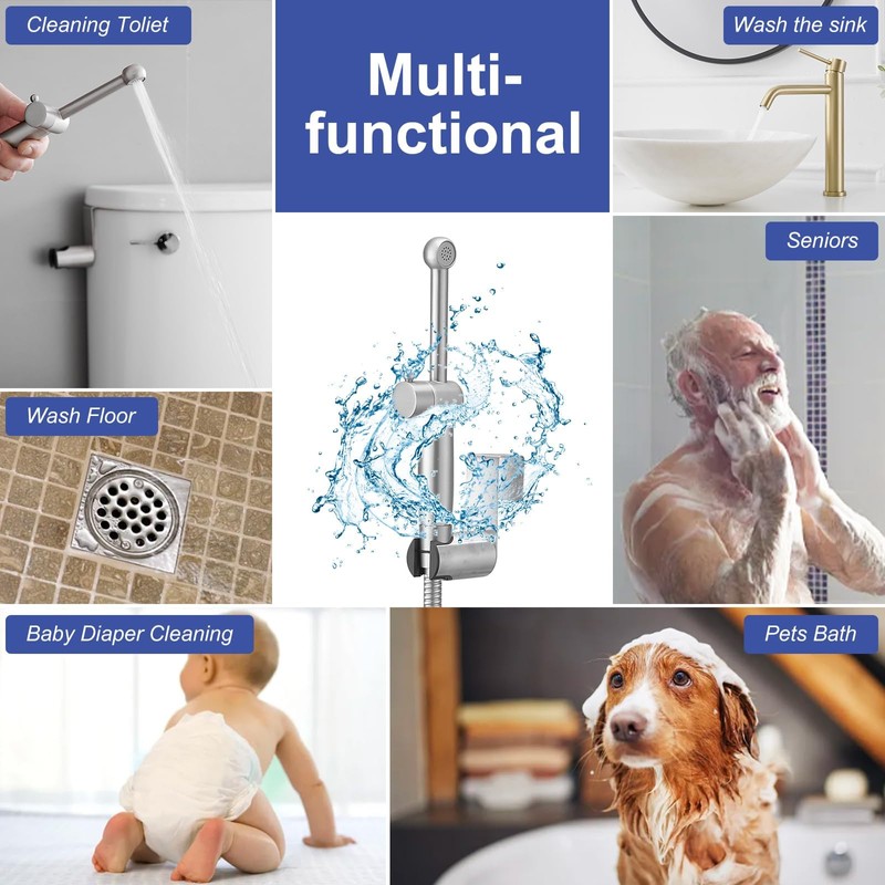 Greenspring Brushed Nickel Handheld Bidet Sprayer Attachment for Toilet Adjustable