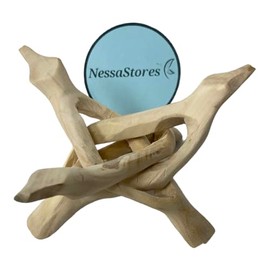 NessaStores- Natural Carved Tripod Wood Stand Holder 4 Inch #JC-066 (1 pc)