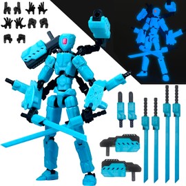 PkghoKids 8 inch T13 (Assembly Completed) Action Figure Set,T 13 Multi-Articular Mobile Robot Nova T-13,Desktop Decorations for Game Lovers Toys (Luminous Blue)