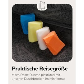 Duschbrocken Travel Size Shower Soap [pH Skin Neutral 5.5] Solid Shampoo & Shower Gel (2-in-1), Shower Soap Men & Women, Solid Soap for Skin & Hair, 140 g Soap Piece