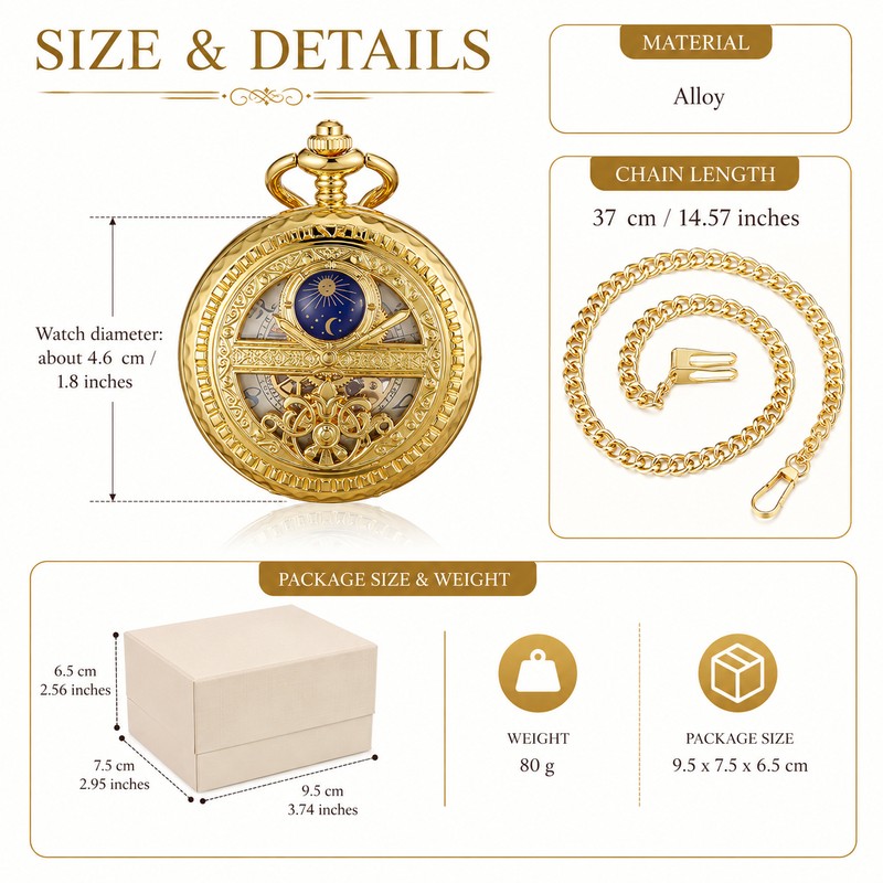 Vintage Mechanical Pocket Watch for Everyday Style – Hollow Star