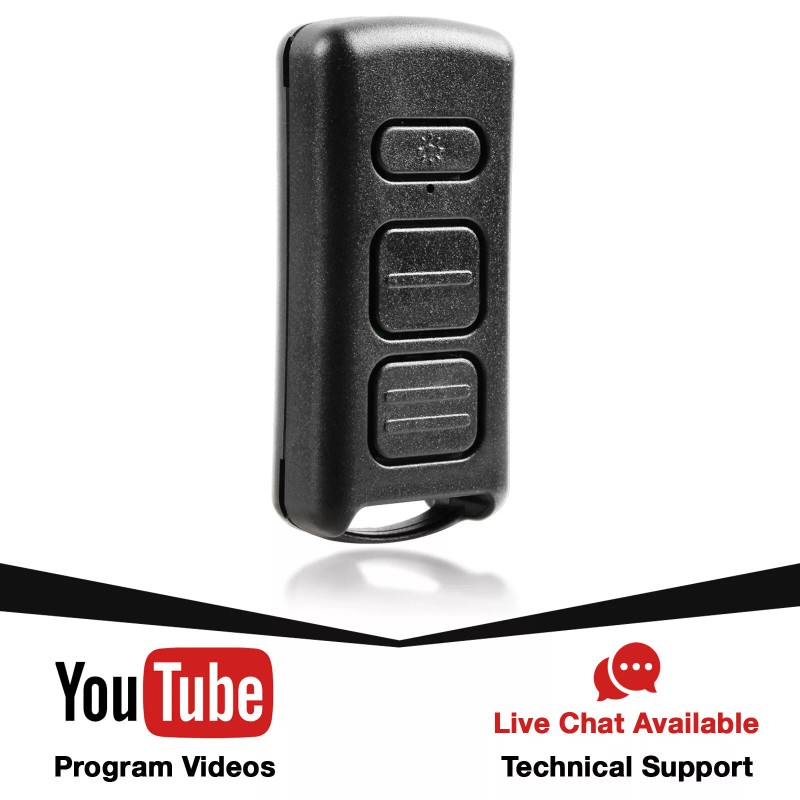 NAR Black 3-Button Garage Door Remote Opener with Flashlight for