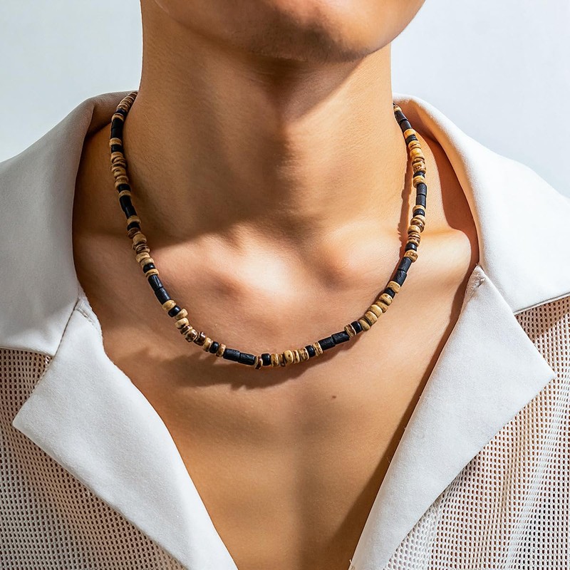 Bemous Surfer Choker Necklaces for Men Coconut Shell Necklace Summer