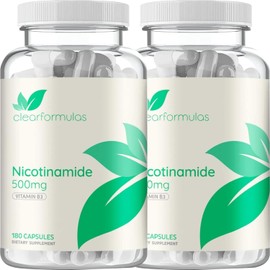 Vitamin B3 Nicotinamide 500mg - High Absorption Form of Vitamin B3 Niacin Flush Free for Hear Skin Brain and Energy Support - NAD Precursor - Made in a cGMP American Facility (360 Servings)