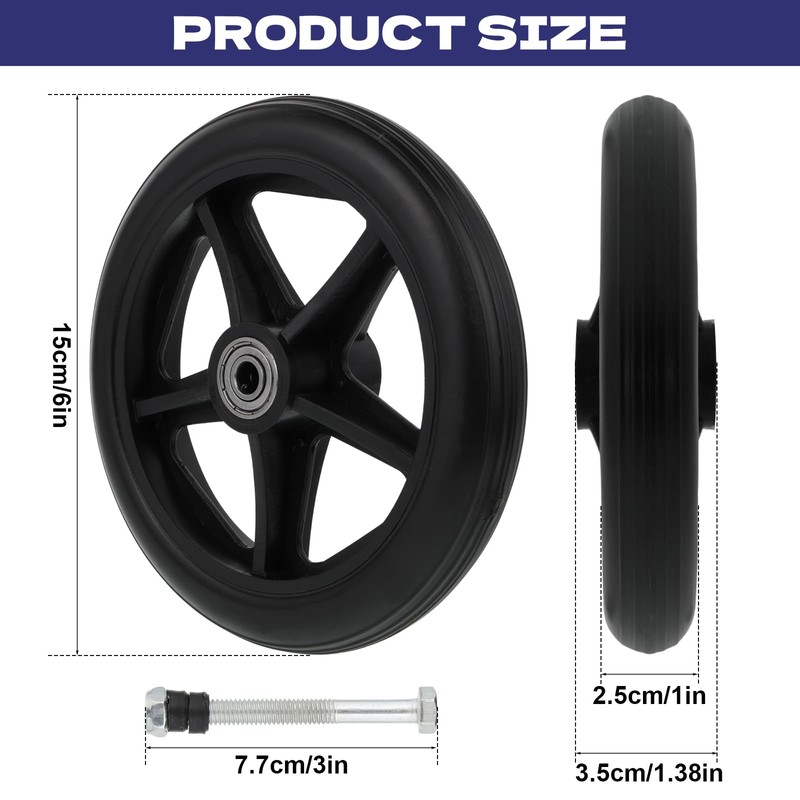 4PCS Rubber Wheel Replacement, 6 Inch Wheelchair Wheels for Walkers,Rubber