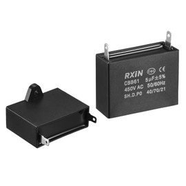 YOKIVE CBB61 Run Capacitor, 450V AC 5uF 50/60Hz Single Insert Run Round Capacitor, Low Loss, Great for Washing Machines Motor (Black)