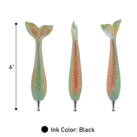 Planet Pens Sparkle Green Mermaid Tail Novelty Pen - Unique Kids and Adults Office Supplies Ballpoint Pen, Colorful Fairy Tale Animal Writing Pen For School and Office