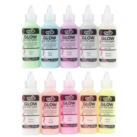 TULIP Glow in The Dark Dimensional Fabric Paint, (Pack of 10), 0.75 FL OZ 10 Pack, Permanent, Washable