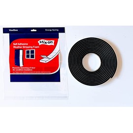 1-1/2" X 17' Charcoal Insulation Strip-Premium Window Seal Protects Against Heat Loss, Wind & Dust-Self Adhesive Stick-On Door Seal-Highly Resistant Foam Weather Strip-Durable & Long Lasting