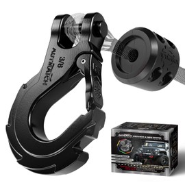 AUTMATCH Winch Hook 3/8" - Clevis Slip Hook with Safety Latch & Winch Cable Hook Stopper, Grade 70 Forged Steel Max 39,600Lbs Work for Winch Rope, ATV, UTV, Off Road Vehicle, Black