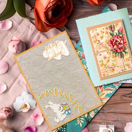 Arbuya Easter Eggs Background Plastic Embossing Folders for Card Making Spring Eggs Embossing Folder for Scrapbooking Pages Paper Crafting Clay Decoration