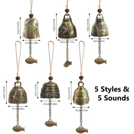 Feng Shui Chimes, Pack of 6 Feng Shui Bells, Fengshui Bell, Campanula Wind Chime, Blessing Bell, Wind Chime Bell for Home Garden Hanging Happiness Blessing