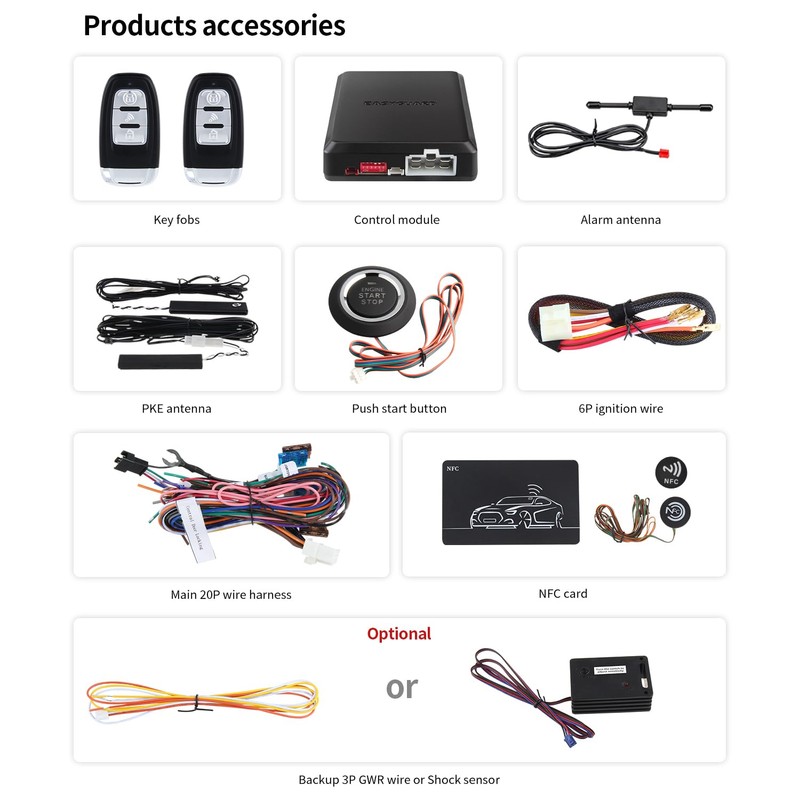 EASYGUARD EC002-NFC-NS PKE Passive Keyless Entry Car Alarm System Remote