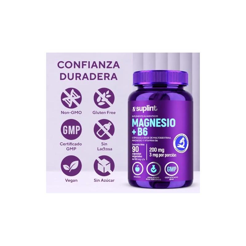 Citrato de Magnesio 200mg con Vitamina B6 – Vegano –