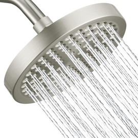 High Pressure Rainfall Shower Head, 6'' Luxury Modern Showerhead with Anti-Clog Silicone Nozzles and Removable Water Restrictor, Easy Installation for Premium Shower Experience (Brushed Nickel)
