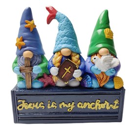 OrnamentallyYou Nautical Themed Religious Gnome Figurine, Jesus is My Anchor 6" Beach House Statue