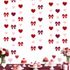 Heart Bow Decorations Burgundy Red Pink Heart Bow Hanging Garland