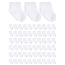Jecery 60 Pairs Infant Newborn Socks Bulk Cotton Baby Unisex Socks Low Cut Stretch for Toddler Boys Girls(White,6-12 Months)