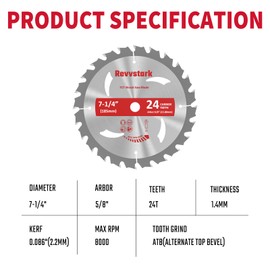 10 Pack Circular Saw Blade 7-1/4" 24T with 5/8" Arbor, Carbide Tipped Teeth, TCT Saw Blades for Cutting Various Wood, Plastic and Composite Materials, Fit Dewalt Craftsman Ryobi Milwaukee
