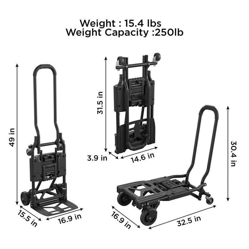 Cosco Shifter Folding Hand Truck/Cart - Heavy Duty Steel Frame,