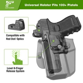 KDTAC Universal OWB Holster, Holds Over 100 Pistols, Index Finger Release System, Adjustable Retention, Fits Canik/FN/Walther/Browning/S&W/Sarsilmaz/Sig/Girsan/Stoeger/Bersa/1911, Left Hand Holster