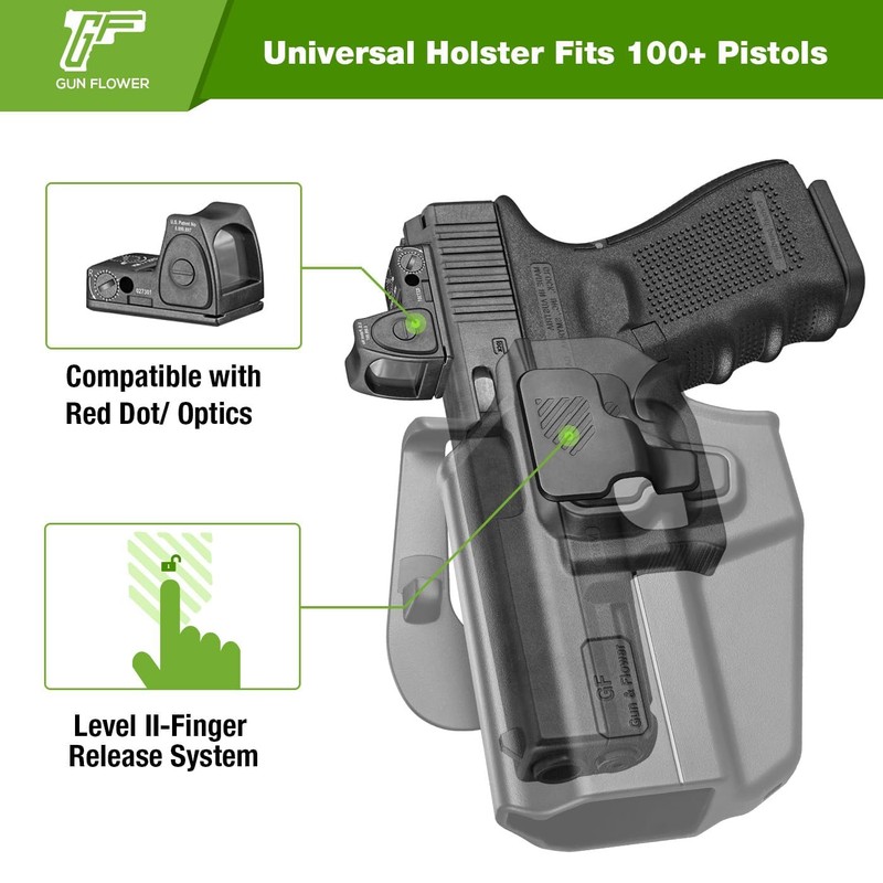 KDTAC Universal OWB Holster, Holds Over 100 Pistols, Index Finger
