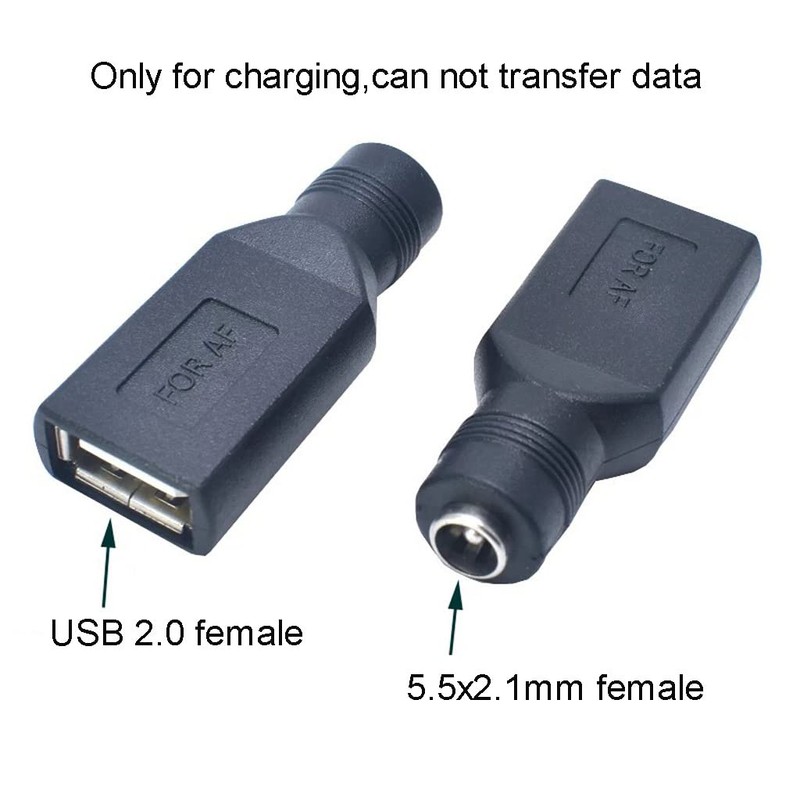 BYUTFA USB 2.0 A Female to DC 5.5x2.1mm Hollow Plug