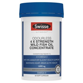 스위스 얼티부스트 오더리스 4X 스트렝스 와일드 피쉬 오일 콘센트레이트 소프트 캡슐 Swisse Ultiboost Odorless 4X Strength Wild Fish Oil Concentrate Soft Capsules
