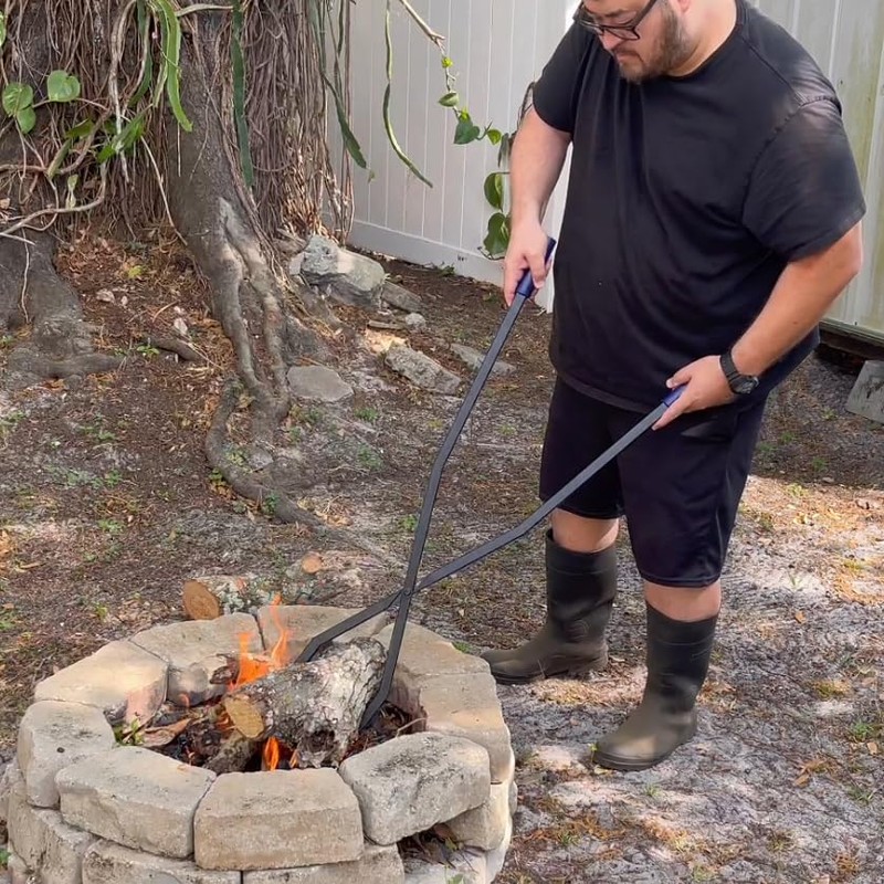 CKLT 40'' Fire Tongs for Fire Pit Heavy Duty Firewood