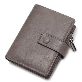 HKCLUF Women's PU Leather Wallet Women's Card Holder Wallet for Women in 8 Card Slots, A4-Grey, Modern