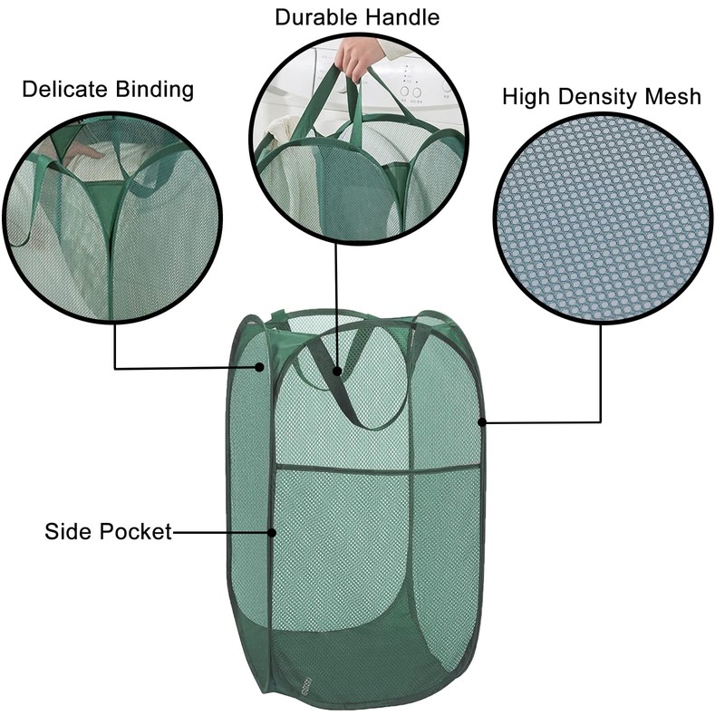 Aplter Pop Up Laundry Basket, Collapsible Mesh Laundry Hamper, Vertical