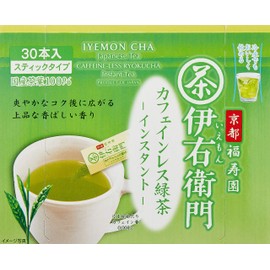 Uji no Tsuyu Iemon Caffeine-Free Instant Green Tea Sticks 30P x 2 Boxes, Decaffeinated, Non-Caffeinated, Powder
