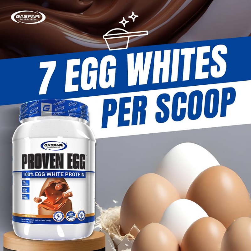 Gaspari Nutrition Proven Egg, 100% Egg White Protein, 25g Protein,