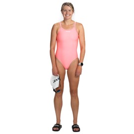 Zoot Women’s Core Swimsuit, One- Piece Endurance Triathlon Swimming Suit for Racing & Training, UPF 50+ Protection - Neon Coral - Large