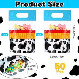 Sweetude 50 Pcs Cartoon Story Gift Bags Double-sided Print Plastic Bags with Handles Resealable Theme Sealed Pouch for Birthday Baby Shower Candy Gift Wrapping Supplies Decor (Cartoon Story)